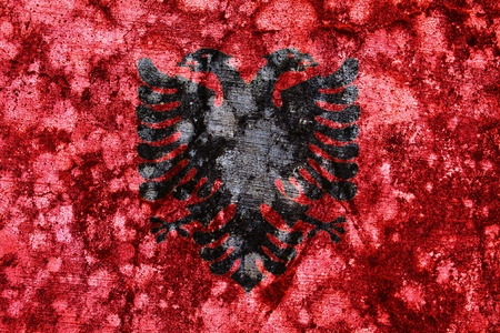 Old albania grunge flag painted on a wallの写真素材
