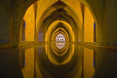 Baths with water in the Real Alcazar of Seville in Spainのeditorial素材