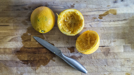 Oranges isolated cut set on wooden base