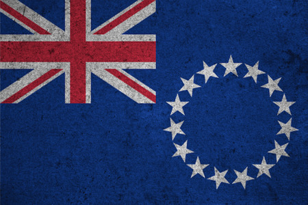 cook islands flag on an old grunge backgroundの写真素材
