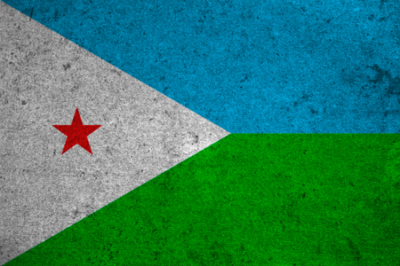 Djibouti flag on an old grunge backgroundの写真素材