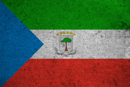 Equatorial Guinea flag on an old grunge backgroundの写真素材