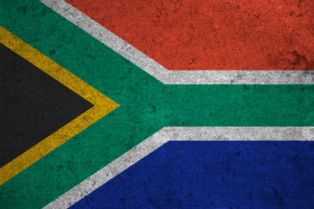 south africa flag on an old grunge backgroundの写真素材