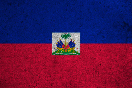 haiti flag on an old grunge backgroundの写真素材