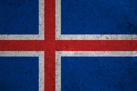 iceland flag on an old grunge backgroundの写真素材