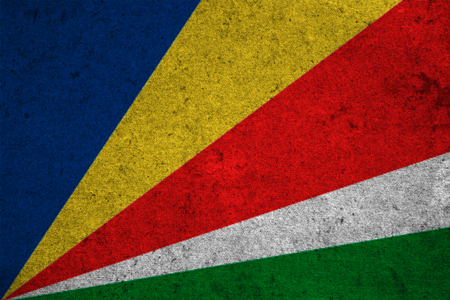 The Seychelles flag on an old grunge backgroundの写真素材