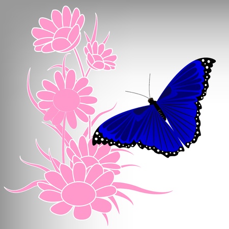 butterfly and flowerのイラスト素材