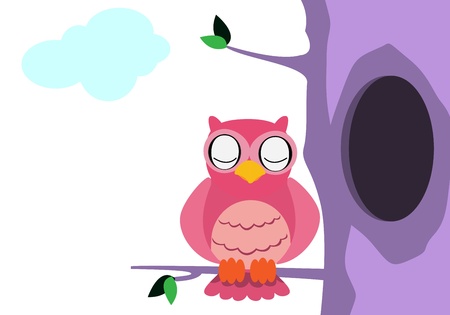 owl with cool colorのイラスト素材