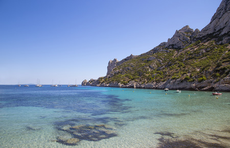 View of the bay Sormiou in the Calanques near Marseille in South Franceの写真素材
