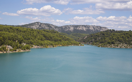 Dam wall in Bimont park, Provence, Franceの写真素材