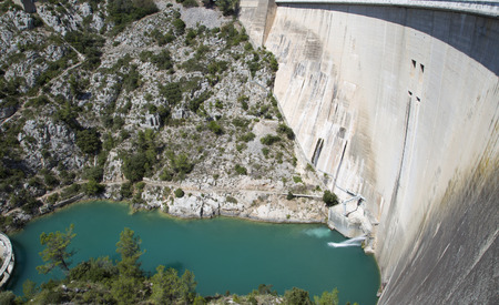 Dam wall in Bimont park, Provence, Franceの写真素材