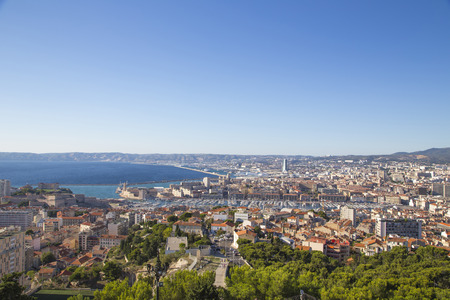 Aerial View of Marseille City and its Harbor, Franceの写真素材