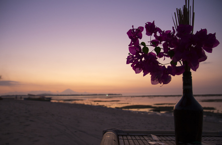 Spectacular sunset in the Gili Islandsの写真素材