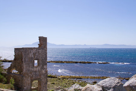 ruins next to seaの写真素材