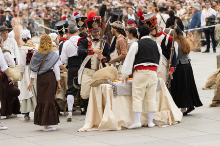 Madrid,Madrid/Spain;04-30-20213 recreation of the battle of the Plaza de Oriente in 1808 of the town against the French troops.のeditorial素材