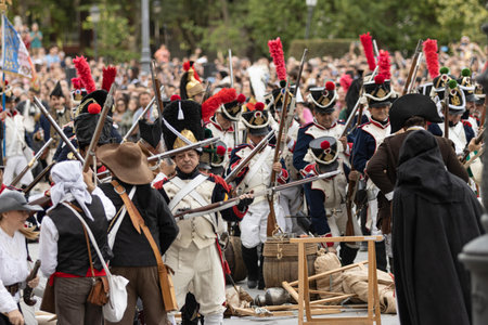 Madrid,Madrid/Spain;04-30-20213 recreation of the battle of the Plaza de Oriente in 1808 of the town...