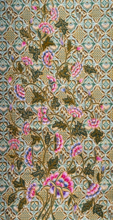 Beautiful pink flower and leaf pattern fabricの写真素材