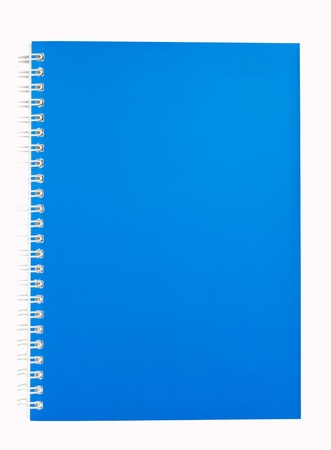 Blue cover note book isolated on white backgroundの写真素材