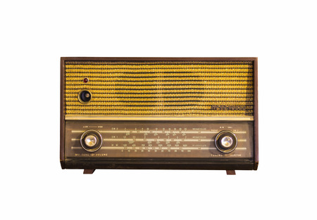 Old vintage radio isolated on white の写真素材