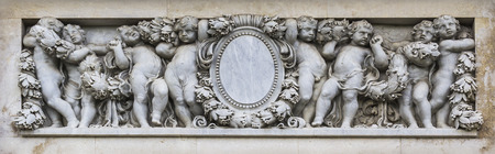 Art detail of sculpture on the building wallの写真素材