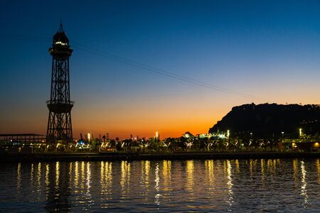 Sunset at the port of Barcelona.の写真素材