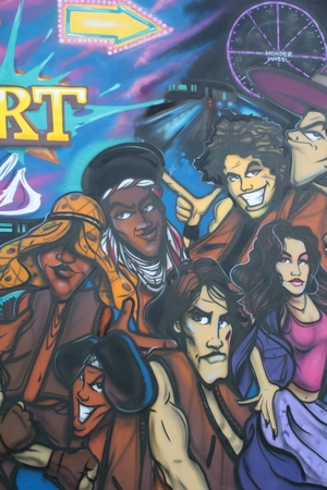 Cooney Island graffiti near the amusement park - portraying the Warriorsのeditorial素材