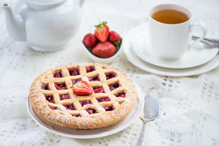Apple, Strawberry and Blackberry Lattice Pie made from All butter pastry with apple, strawberry and...