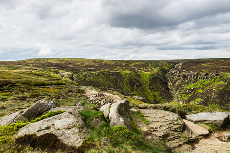 Picturesque View on the Hills near Edale, Peak District National Park, Derbyshire, England, UKの写真素材