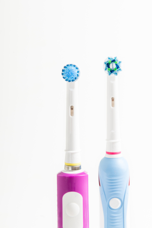 Electric Rechargeable Toothbrushes on light backgroundの写真素材