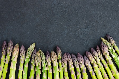 Flavoursome, sweet and tender British asparagus, fresh and raw springtime vegetableの写真素材