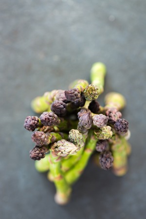 Flavoursome, sweet and tender British asparagus, fresh and raw springtime vegetableの写真素材