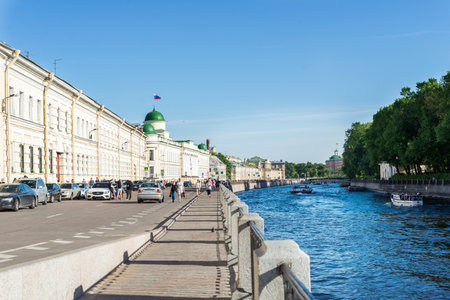Embankment of the Moyka River in Saint Petersburg, Russiaのeditorial素材