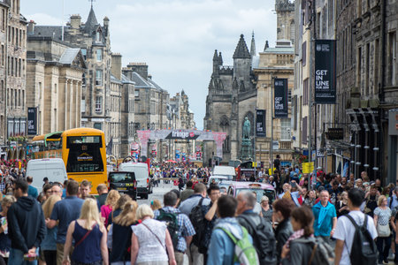 Busy Streets of Edinburgh, Scotland, UKのeditorial素材