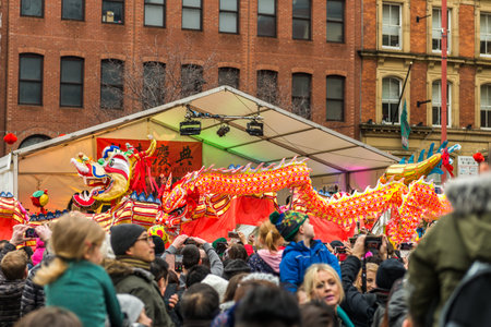 Chinese New Year 2018 Manchester Celebrations Parade, UKのeditorial素材