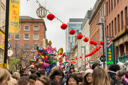 Chinese New Year 2018 Manchester Celebrations Parade, UKのeditorial素材