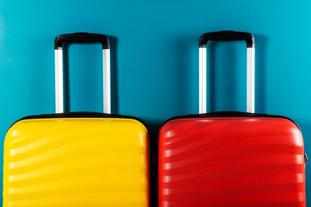 Bright cabin size suitcases as holiday conceptの写真素材