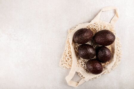 Cotton String Mesh Bag, Reusable Shopping Tote for Grocery with Avocado, Ecological zero waste and...