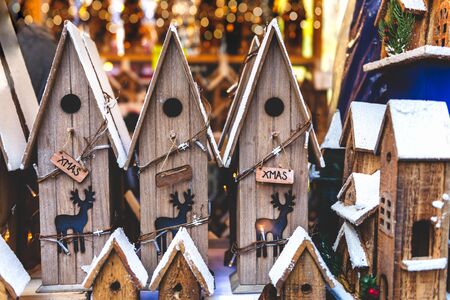 Christmas Market 2019 near Town Hall on Albert Square in Manchester, UKの写真素材