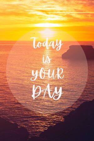 The edge of the cliff with sea view during sunrise. Holidays and enjoying life conceptの写真素材