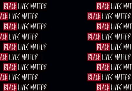Pattern from Black Lives Matter white text with one word in red frame, social poster on black backgroundの写真素材