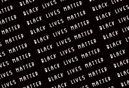 Black Lives Matter white slogan poster on black backgroundの写真素材