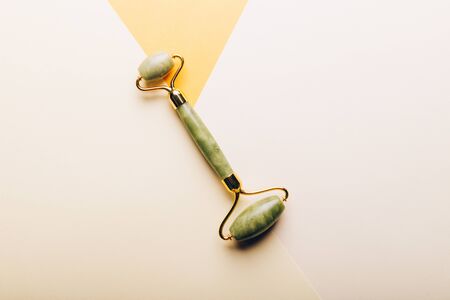 Jade face roller for beauty facial massage therapyの写真素材