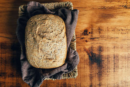 Homemade wholemeal bread. Easy Cooking of healthy bread from alternative floursの写真素材