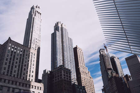 Amazing view on New York City skyscrapers in Downtown Manhattan, USAの写真素材