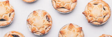 Mince pies, traditional christmas food from all butter shortcrust pastry filled with cranberries,...