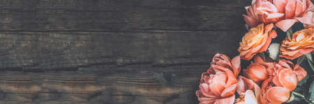 Bunch of pink peonies and rosesの写真素材