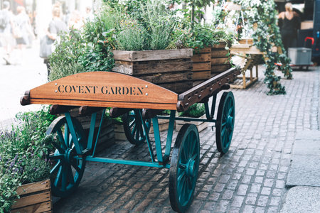 Covent Garden market with famous wooden cartの写真素材