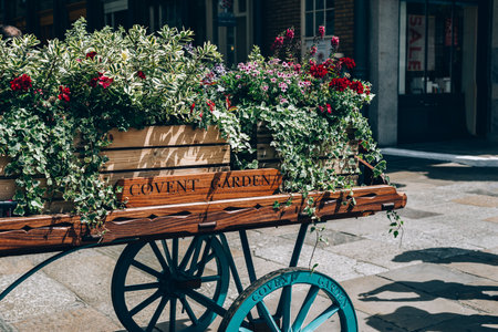 Covent Garden market with famous wooden cart