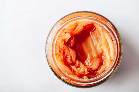 Jar of Korean Kimchi, fermented cabbageの写真素材