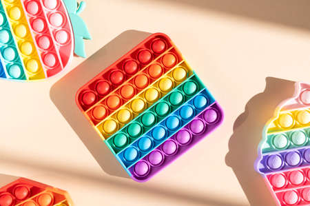 Rainbow Pop It Bubble Sensory Fidget Toyの写真素材